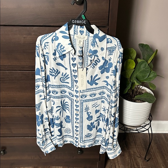 Rachel Zoe Tops - Rachel Zoe Blue and White Blouse